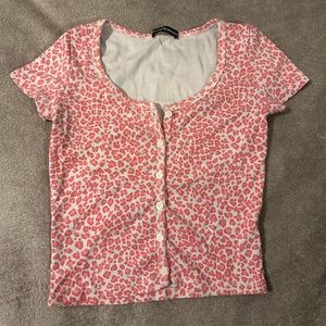 Brandy Melville Pink Cheetah Print Tshirt-One Size **Rare